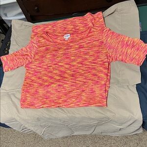 LuLaRoe Women's Midi Dress in Pink and Orange
